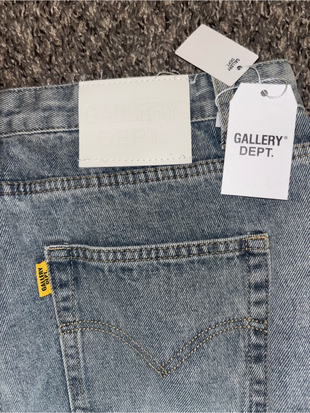 Gallery Dept Light Blue Flare Jeans with White Cross Details - Picture 8 of 10